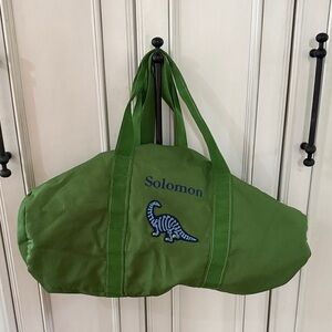 Pottery Barn Kids Green Dinosaur Embroidered luggage duffel Bag Solomon